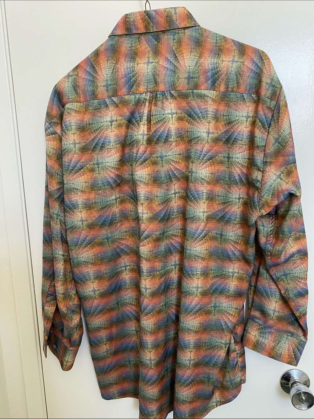 Men's Multicolor Patterned Long-Sleeve Shirt cotton - Picture 2 of 2